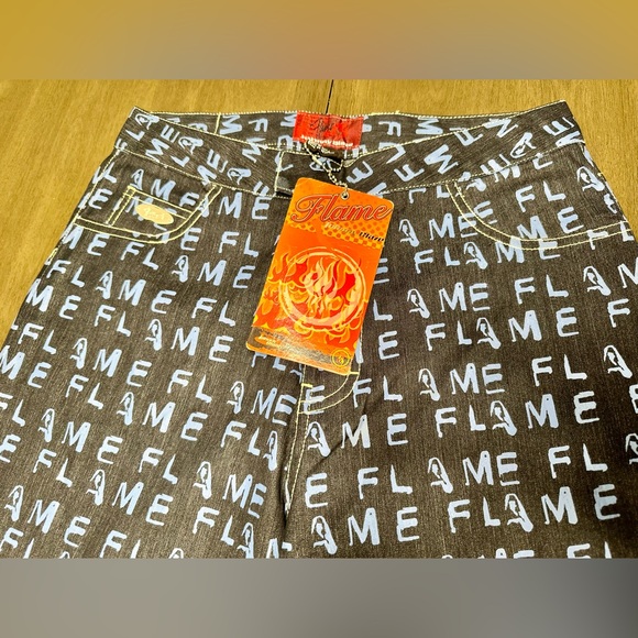 NWT Rare Johnny Blaze Flame Jeans Capris- sz.7/8 - Picture 2 of 11